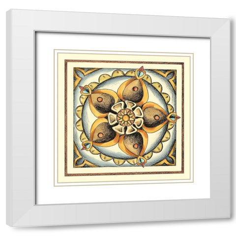 Crackled Cloisonne Tile V White Modern Wood Framed Art Print with Double Matting by Zarris, Chariklia