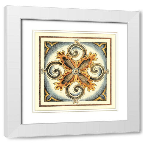 Crackled Cloisonne Tile VI White Modern Wood Framed Art Print with Double Matting by Zarris, Chariklia