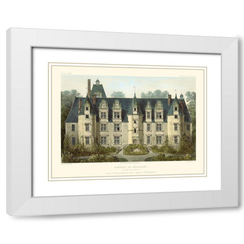 Petite French Chateaux III White Modern Wood Framed Art Print with Double Matting by Petit, Victor