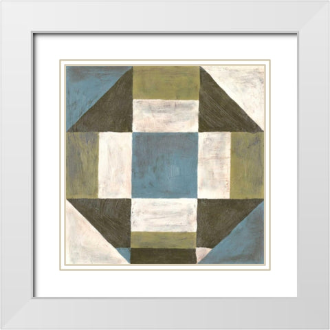 Patchwork Tile II White Modern Wood Framed Art Print with Double Matting by Lam, Vanna