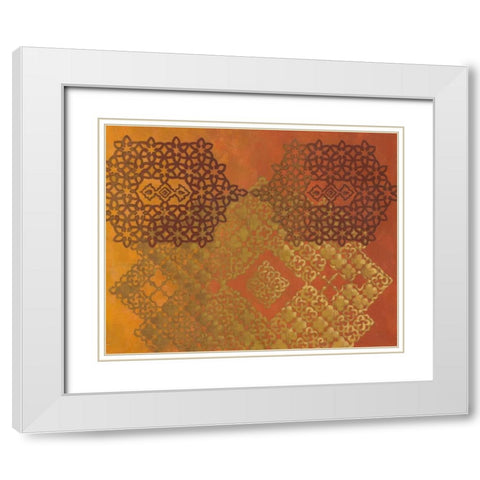 Golden Henna II White Modern Wood Framed Art Print with Double Matting by Zarris, Chariklia