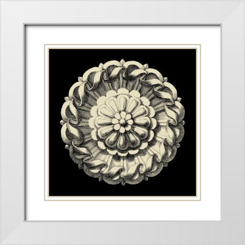 Black and Tan Rosette IV White Modern Wood Framed Art Print with Double Matting by Vision Studio