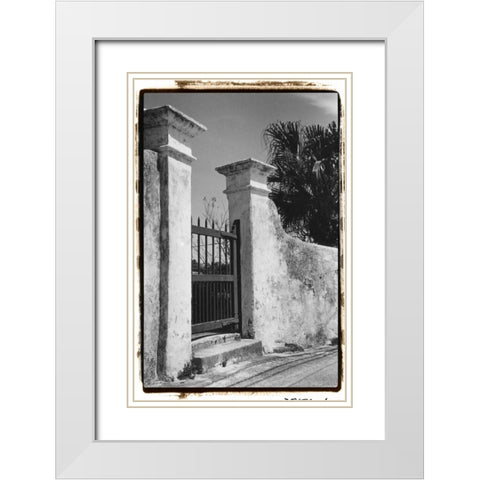 Old Bermuda Gate II White Modern Wood Framed Art Print with Double Matting by DeNardo, Laura