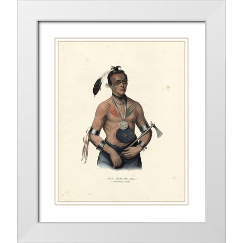 A Winnebago Chief White Modern Wood Framed Art Print with Double Matting by McKenney and Hall