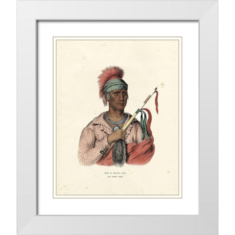 An Ioway Chief White Modern Wood Framed Art Print with Double Matting by McKenney and Hall