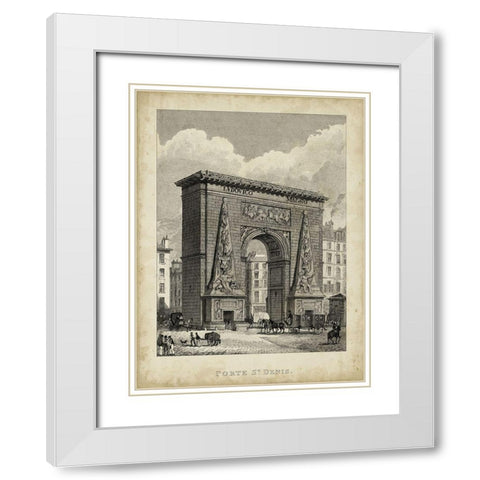 Porte St. Denis White Modern Wood Framed Art Print with Double Matting by Pugin, A.