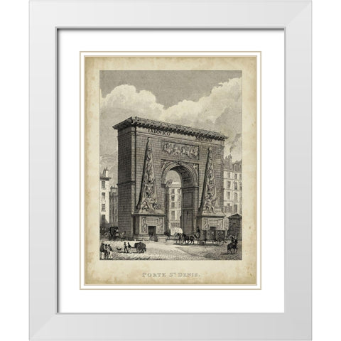 Porte St. Denis White Modern Wood Framed Art Print with Double Matting by Pugin, A.