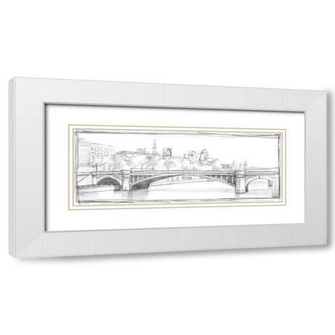 Pont de Notre Dame White Modern Wood Framed Art Print with Double Matting by Harper, Ethan