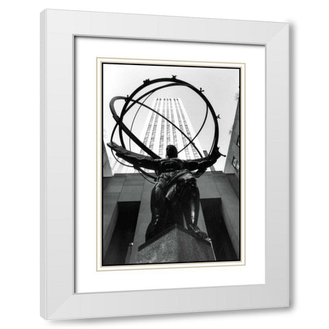 Atlas at Rockefeller Center White Modern Wood Framed Art Print with Double Matting by DeNardo, Laura