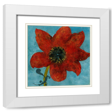 Summer Bloom I White Modern Wood Framed Art Print with Double Matting by Green-Aldridge, W.