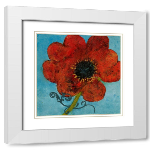 Summer Bloom II White Modern Wood Framed Art Print with Double Matting by Green-Aldridge, W.