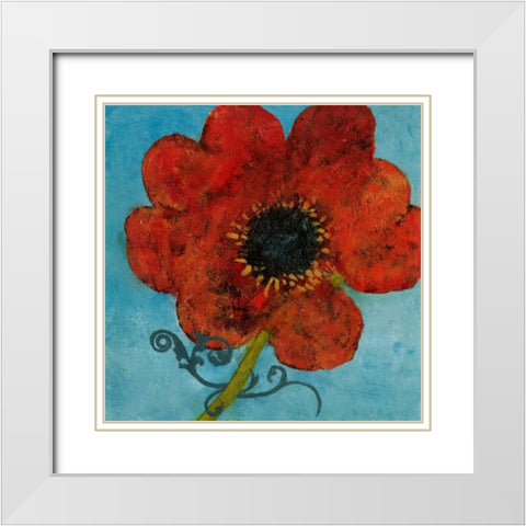Summer Bloom II White Modern Wood Framed Art Print with Double Matting by Green-Aldridge, W.
