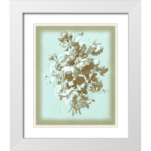 Dussurgey Roses on Blue White Modern Wood Framed Art Print with Double Matting by Dussurgey, Chabal
