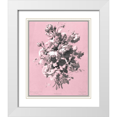 Dussurgey Roses on Pink White Modern Wood Framed Art Print with Double Matting by Dussurgey, Chabal