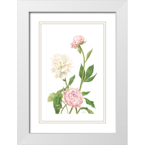 Peony I White Modern Wood Framed Art Print with Double Matting by Shirley, Pamela