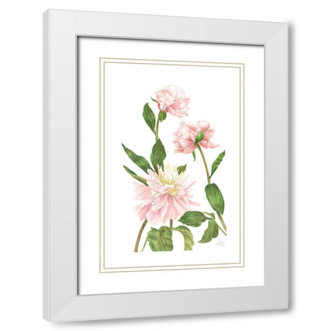 Peony III White Modern Wood Framed Art Print with Double Matting by Shirley, Pamela