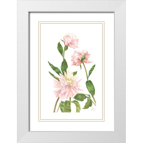 Peony III White Modern Wood Framed Art Print with Double Matting by Shirley, Pamela