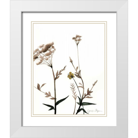 Watermark Wildflowers I White Modern Wood Framed Art Print with Double Matting by Goldberger, Jennifer