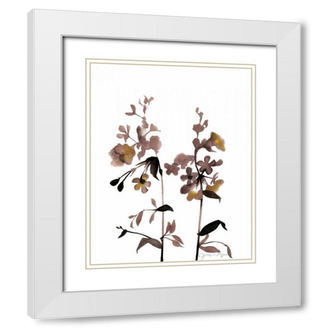 Watermark Wildflowers III White Modern Wood Framed Art Print with Double Matting by Goldberger, Jennifer