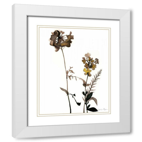 Watermark Wildflowers V White Modern Wood Framed Art Print with Double Matting by Goldberger, Jennifer