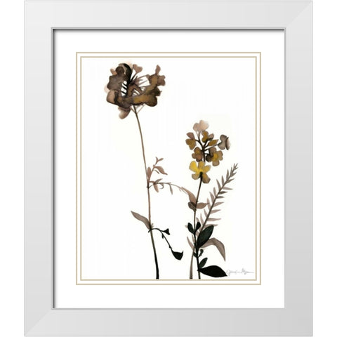 Watermark Wildflowers V White Modern Wood Framed Art Print with Double Matting by Goldberger, Jennifer