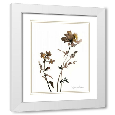 Watermark Wildflowers VI White Modern Wood Framed Art Print with Double Matting by Goldberger, Jennifer