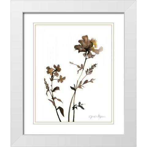 Watermark Wildflowers VI White Modern Wood Framed Art Print with Double Matting by Goldberger, Jennifer