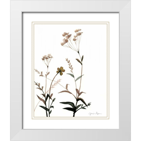 Watermark Wildflowers VII White Modern Wood Framed Art Print with Double Matting by Goldberger, Jennifer