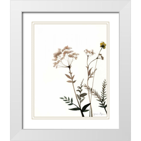 Watermark Wildflowers IX White Modern Wood Framed Art Print with Double Matting by Goldberger, Jennifer