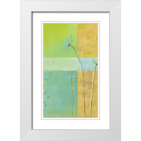 Blue Seedlings II White Modern Wood Framed Art Print with Double Matting by Vess, June Erica