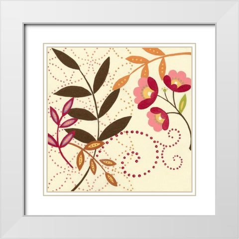 Berry Blossom I White Modern Wood Framed Art Print with Double Matting by Vision Studio