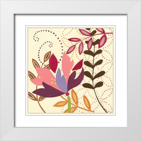 Berry Blossom II White Modern Wood Framed Art Print with Double Matting by Vision Studio