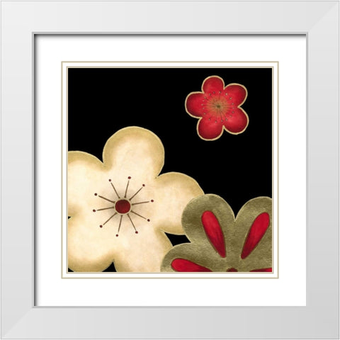 Pop Blossoms in Red I White Modern Wood Framed Art Print with Double Matting by Vess, June Erica