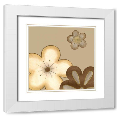 Pop Blossoms in Neutral I White Modern Wood Framed Art Print with Double Matting by Vess, June Erica