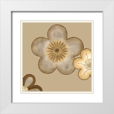 Pop Blossoms in Neutral II White Modern Wood Framed Art Print with Double Matting by Vess, June Erica