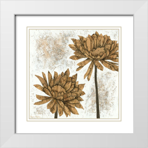 Whitewashed Dahlias II White Modern Wood Framed Art Print with Double Matting by Meagher, Megan