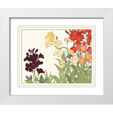 Japanese Flower Garden I White Modern Wood Framed Art Print with Double Matting by Konan, Tanigami