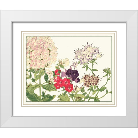 Japanese Flower Garden II White Modern Wood Framed Art Print with Double Matting by Konan, Tanigami