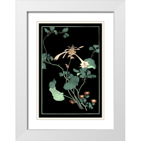 Midnight Floral I White Modern Wood Framed Art Print with Double Matting by Vision Studio