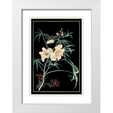 Midnight Floral II White Modern Wood Framed Art Print with Double Matting by Vision Studio