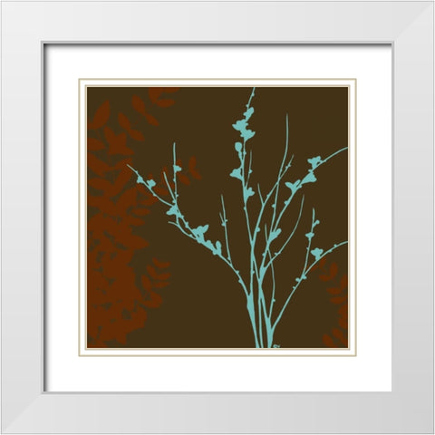 Blue Bough I White Modern Wood Framed Art Print with Double Matting by Vess, June Erica