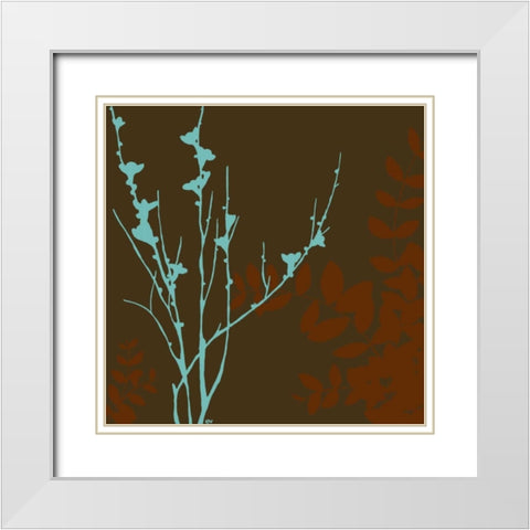 Blue Bough II White Modern Wood Framed Art Print with Double Matting by Vess, June Erica