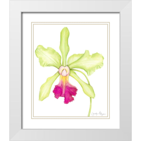 Orchid Beauty III White Modern Wood Framed Art Print with Double Matting by Goldberger, Jennifer