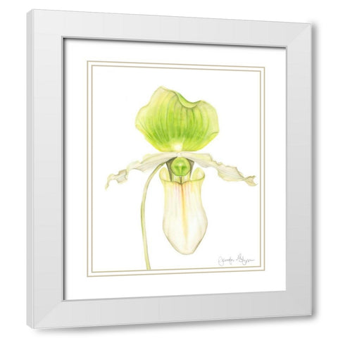 Orchid Beauty IV White Modern Wood Framed Art Print with Double Matting by Goldberger, Jennifer