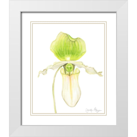 Orchid Beauty IV White Modern Wood Framed Art Print with Double Matting by Goldberger, Jennifer
