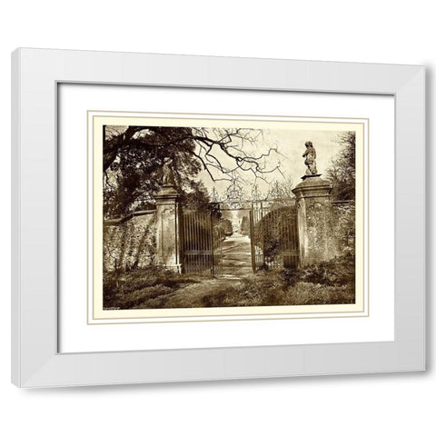 Sepia Garden View I White Modern Wood Framed Art Print with Double Matting by unknown