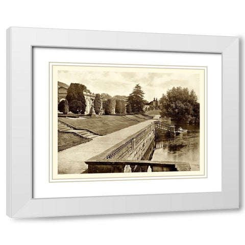 Sepia Garden View IV White Modern Wood Framed Art Print with Double Matting by unknown