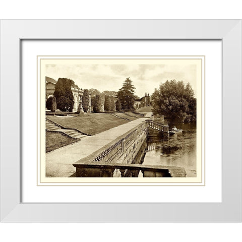 Sepia Garden View IV White Modern Wood Framed Art Print with Double Matting by unknown