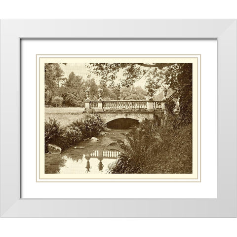 Sepia Garden View V White Modern Wood Framed Art Print with Double Matting by unknown