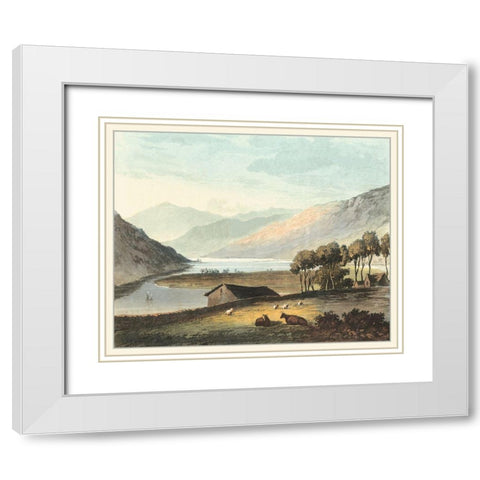 Picturesque English Lake I White Modern Wood Framed Art Print with Double Matting by Fielding, T.H.